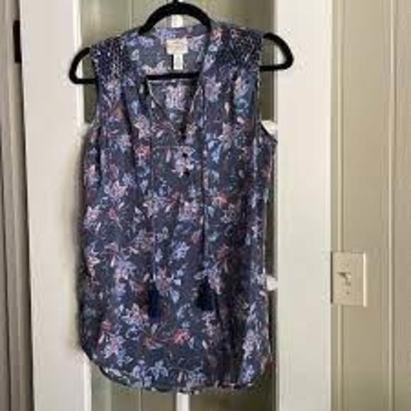 St John's Bay Floral Blue Red Tank - Picture 3 of 3